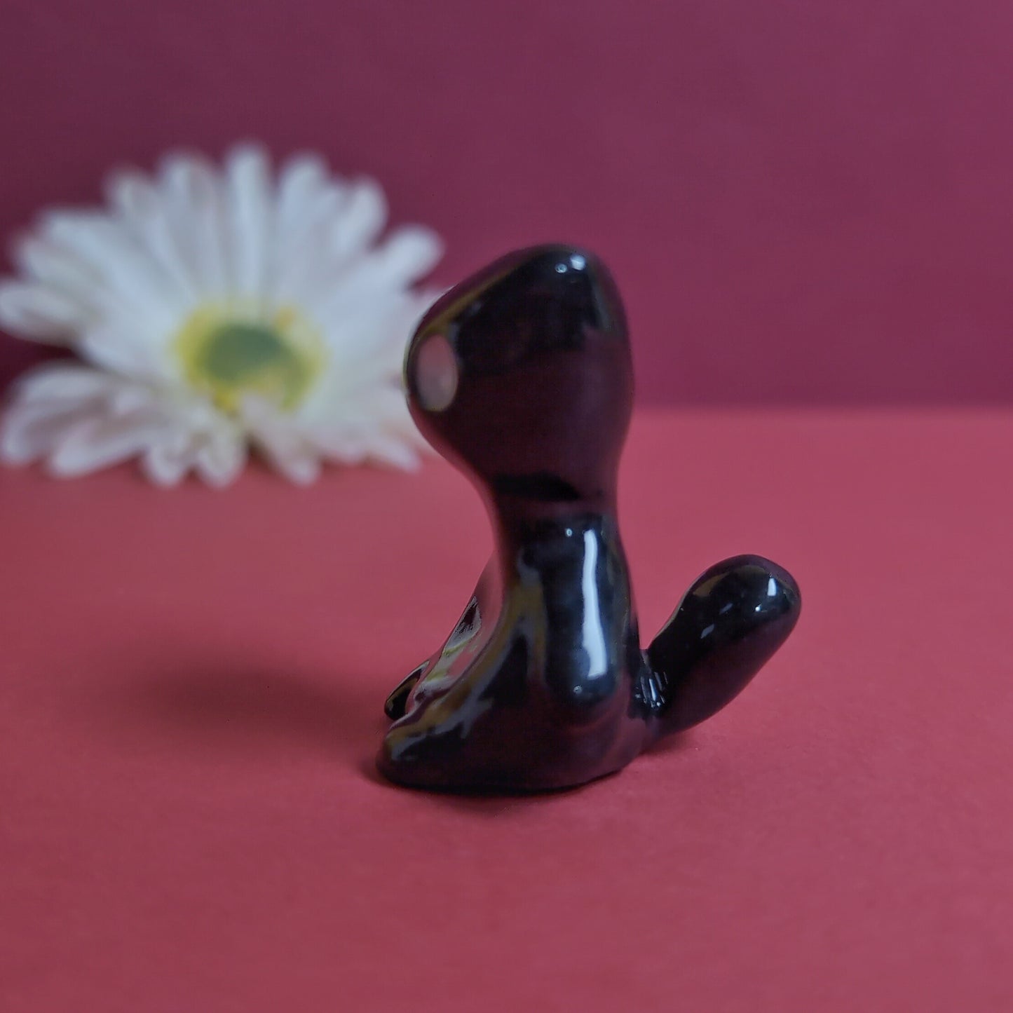 Slouching Black Void Cat Ceramic Figurine