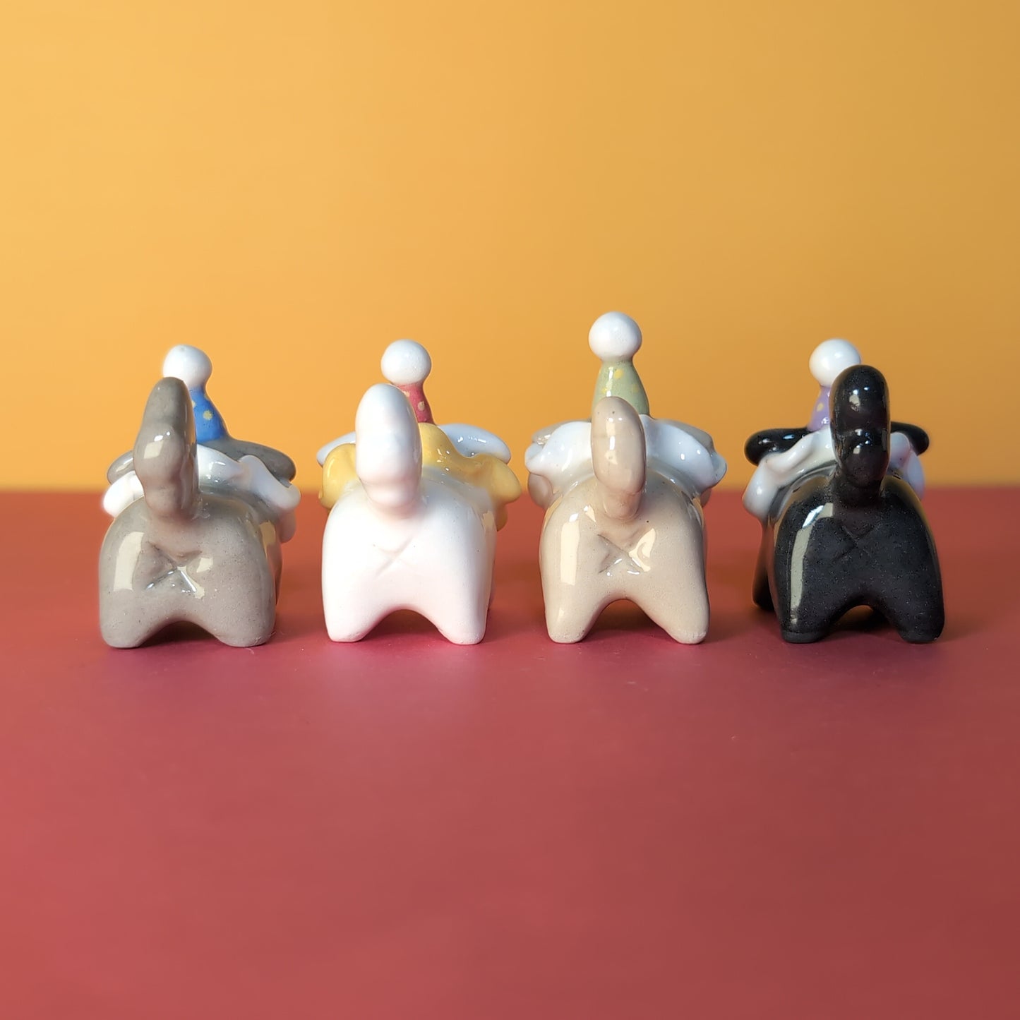 Mini Clown Puppy Dog Ceramic Figurine