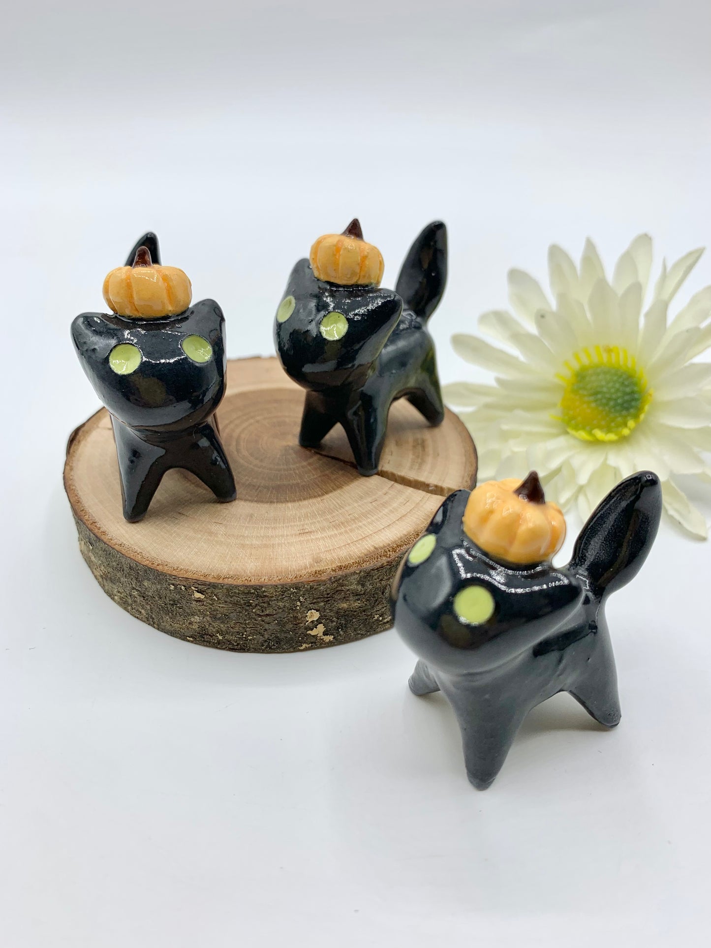 Pumpkin Kitty Ceramic Figurine