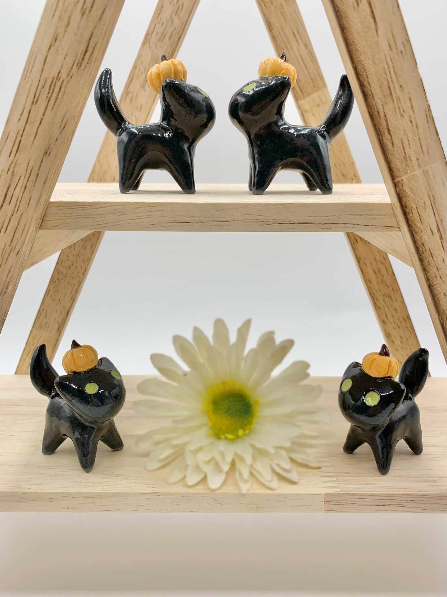 Pumpkin Kitty Ceramic Figurine