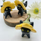 Flower Kitty Ceramic Figurine- Black Cat