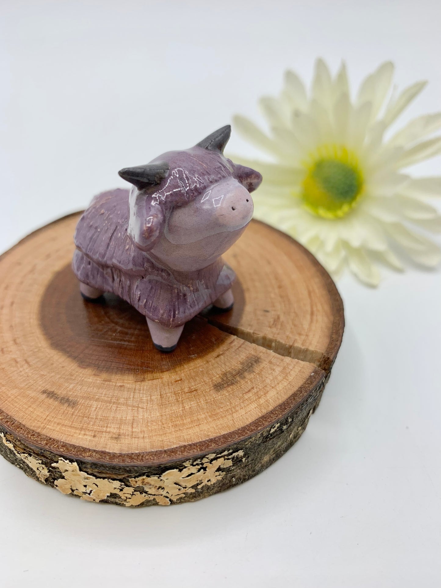 “Purple People Eater” Ceramic Highland Cow Figurine