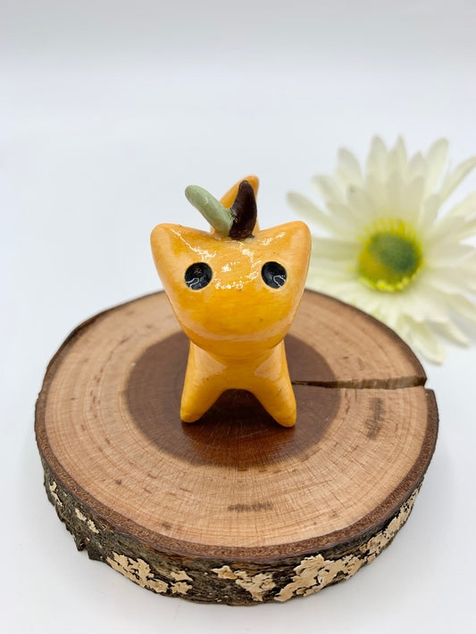 Orange Citrus Kitty Ceramic Figurine