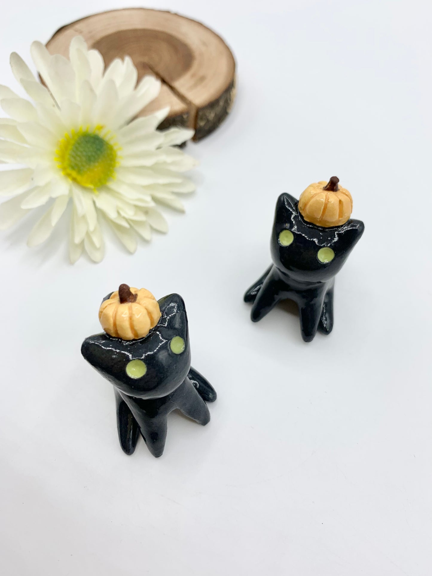 Pumpkin Kitty Ceramic Figurine- Sitting Cat