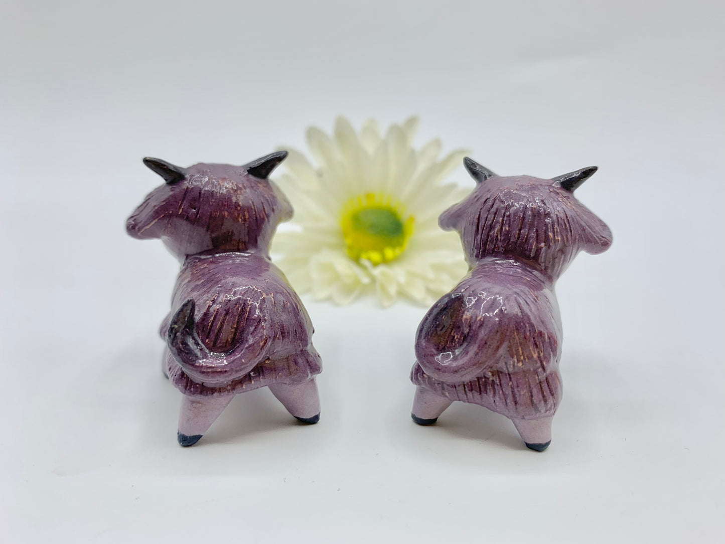 “Purple People Eater” Ceramic Highland Cow Figurine