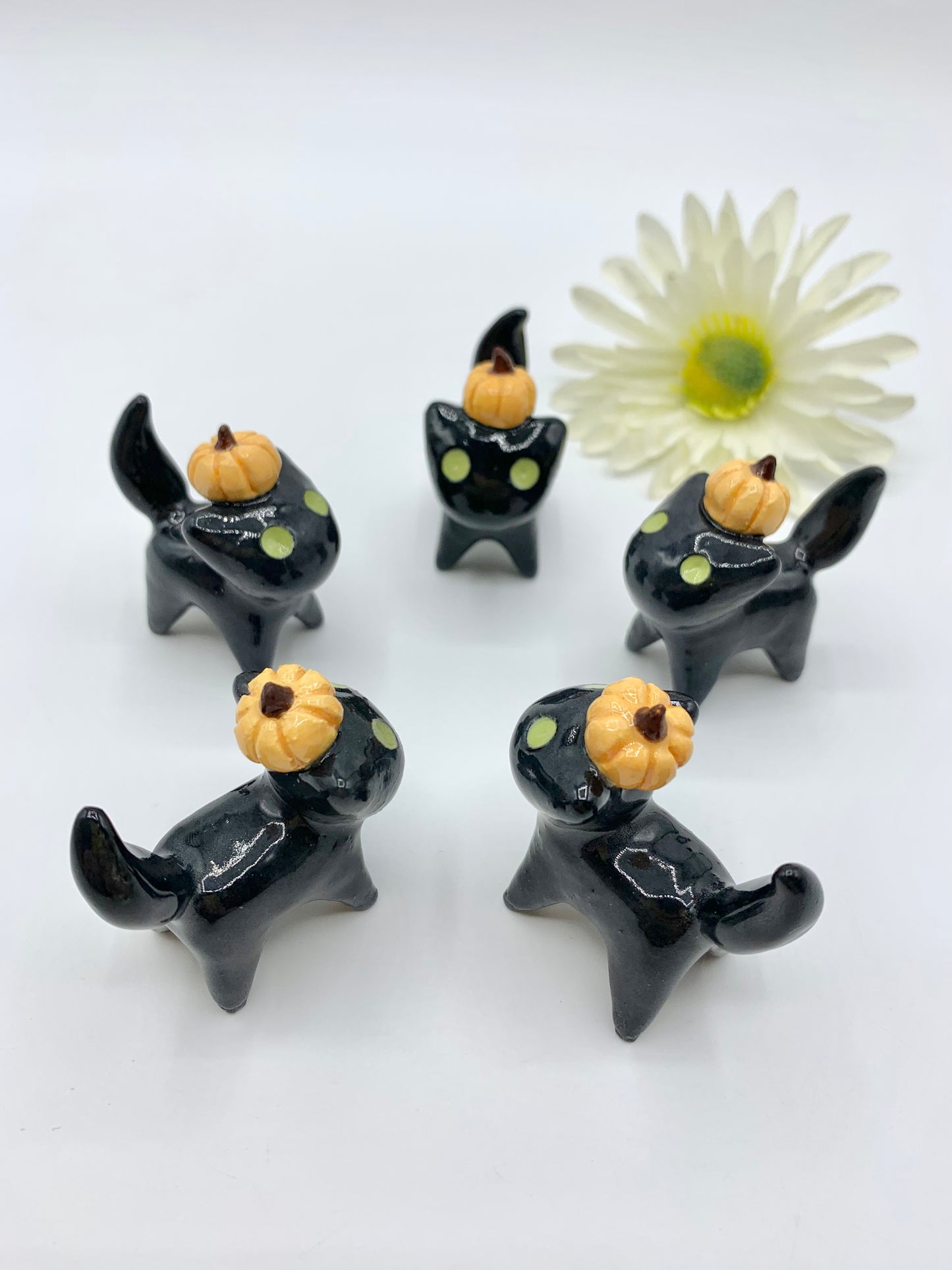 Pumpkin Kitty Ceramic Figurine