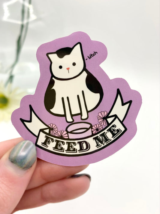 Feed Me Profanity Cat Vinyl Stciker