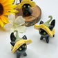 Flower Kitty Ceramic Figurine- Black Cat