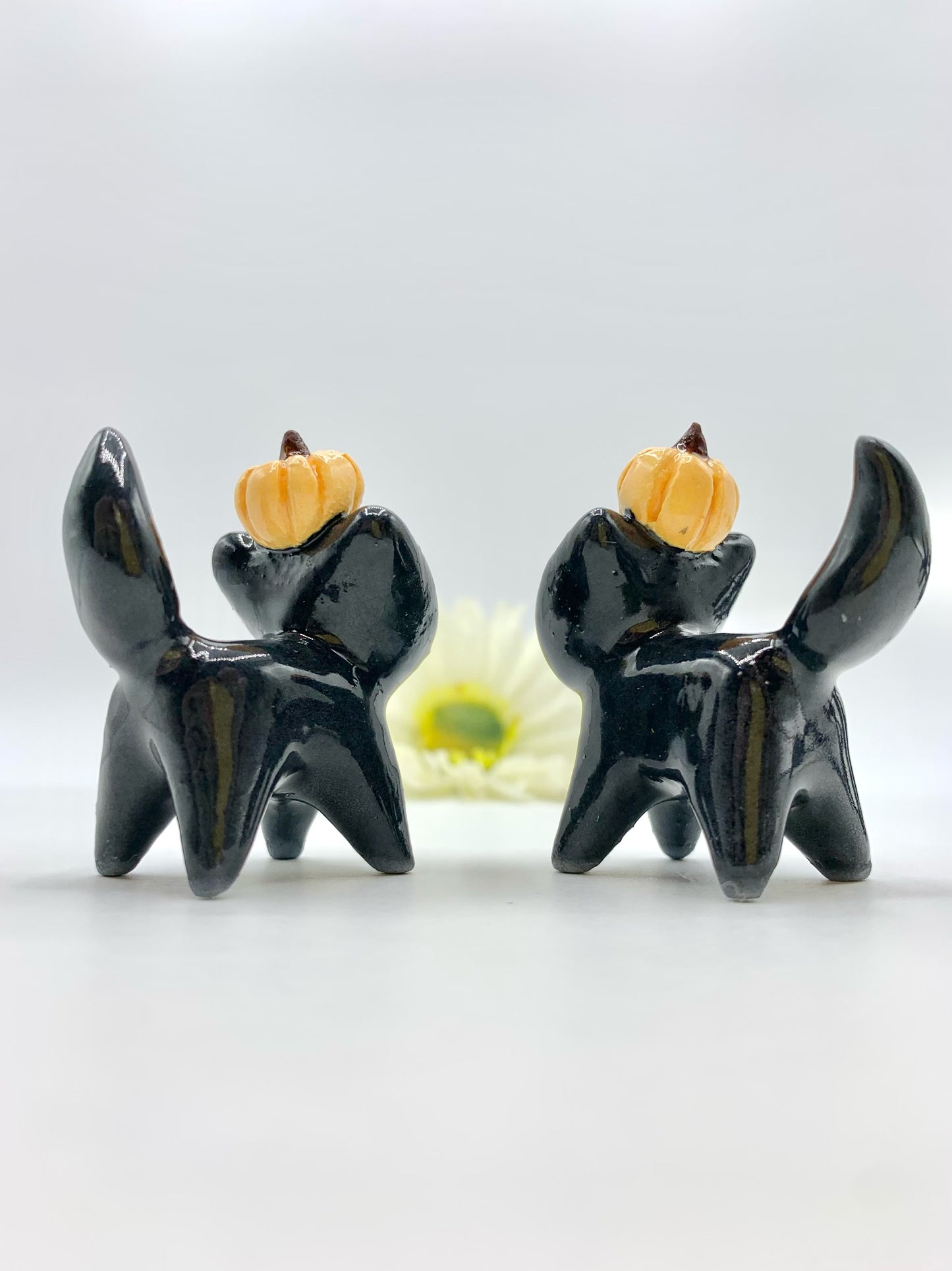 Pumpkin Kitty Ceramic Figurine