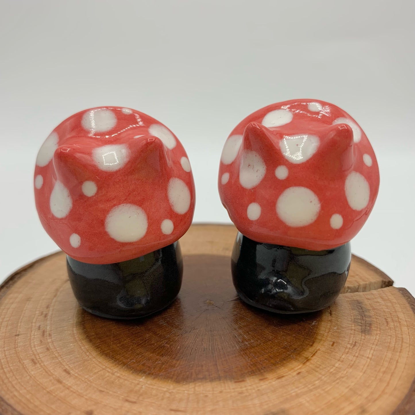 Mini Mushroom Kitty Ceramic Figurine