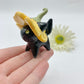 Flower Kitty Ceramic Figurine- Black Cat