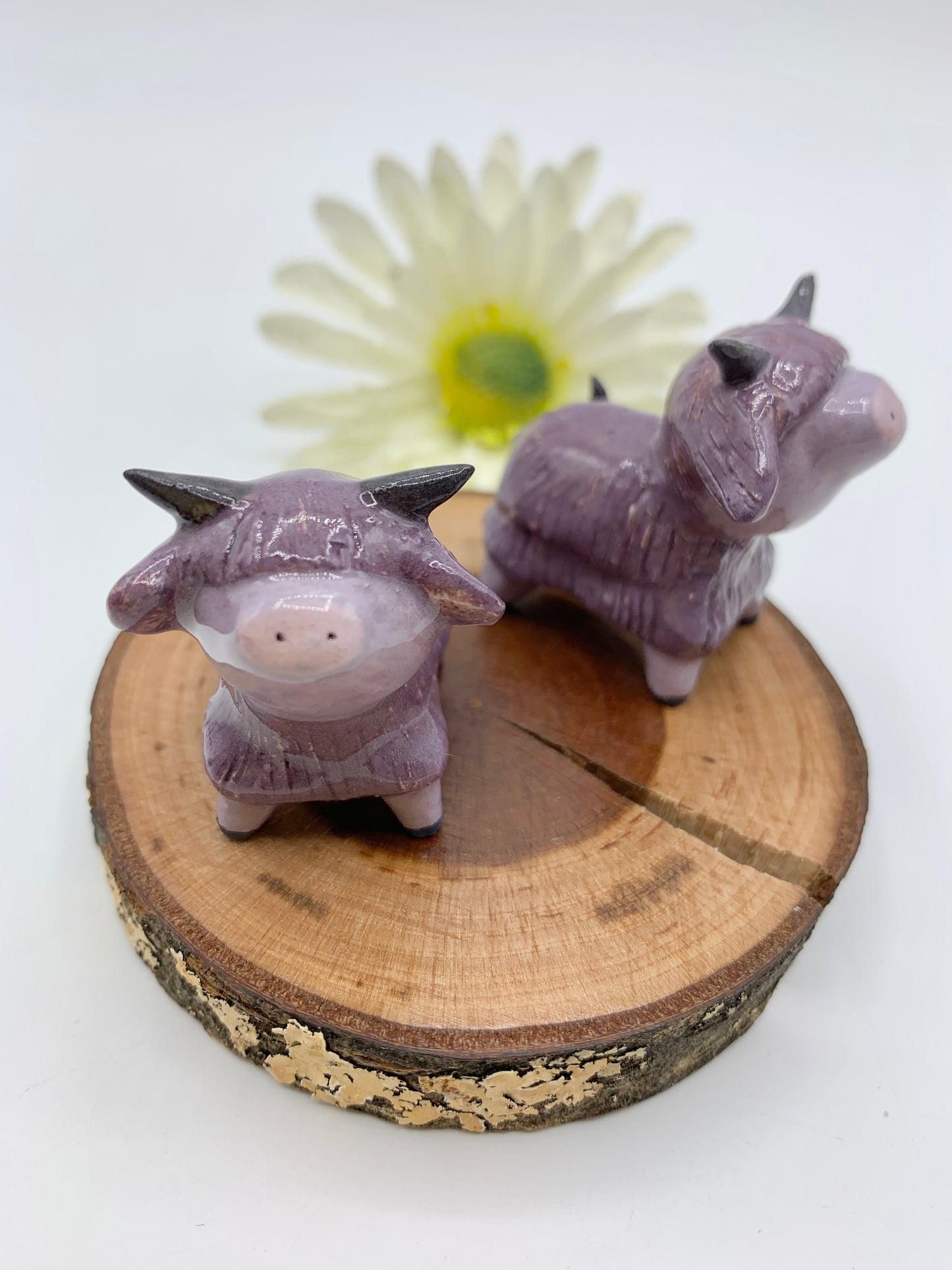 “Purple People Eater” Ceramic Highland Cow Figurine