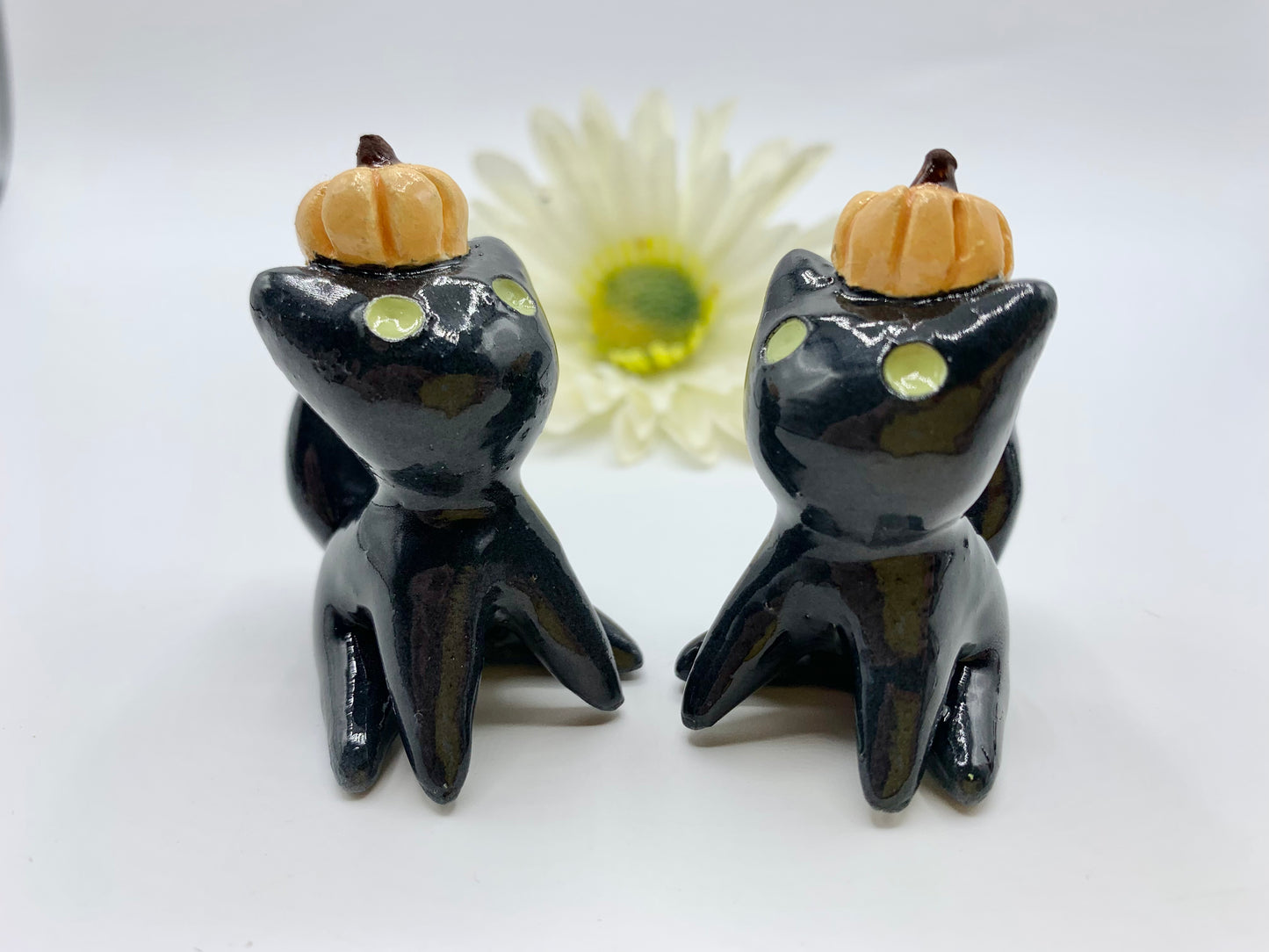 Pumpkin Kitty Ceramic Figurine- Sitting Cat