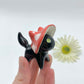 Mushroom Kitty Ceramic Figurine- Black Cat