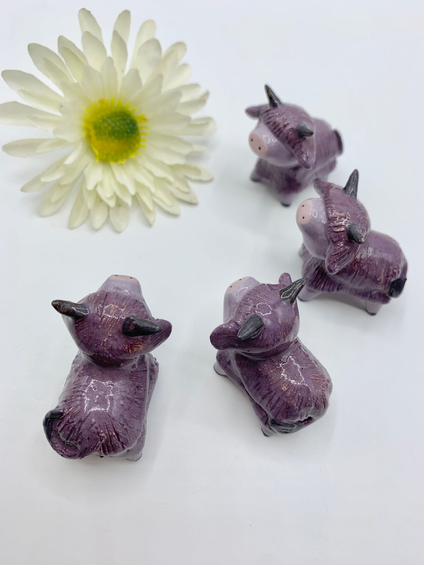 “Purple People Eater” Ceramic Highland Cow Figurine