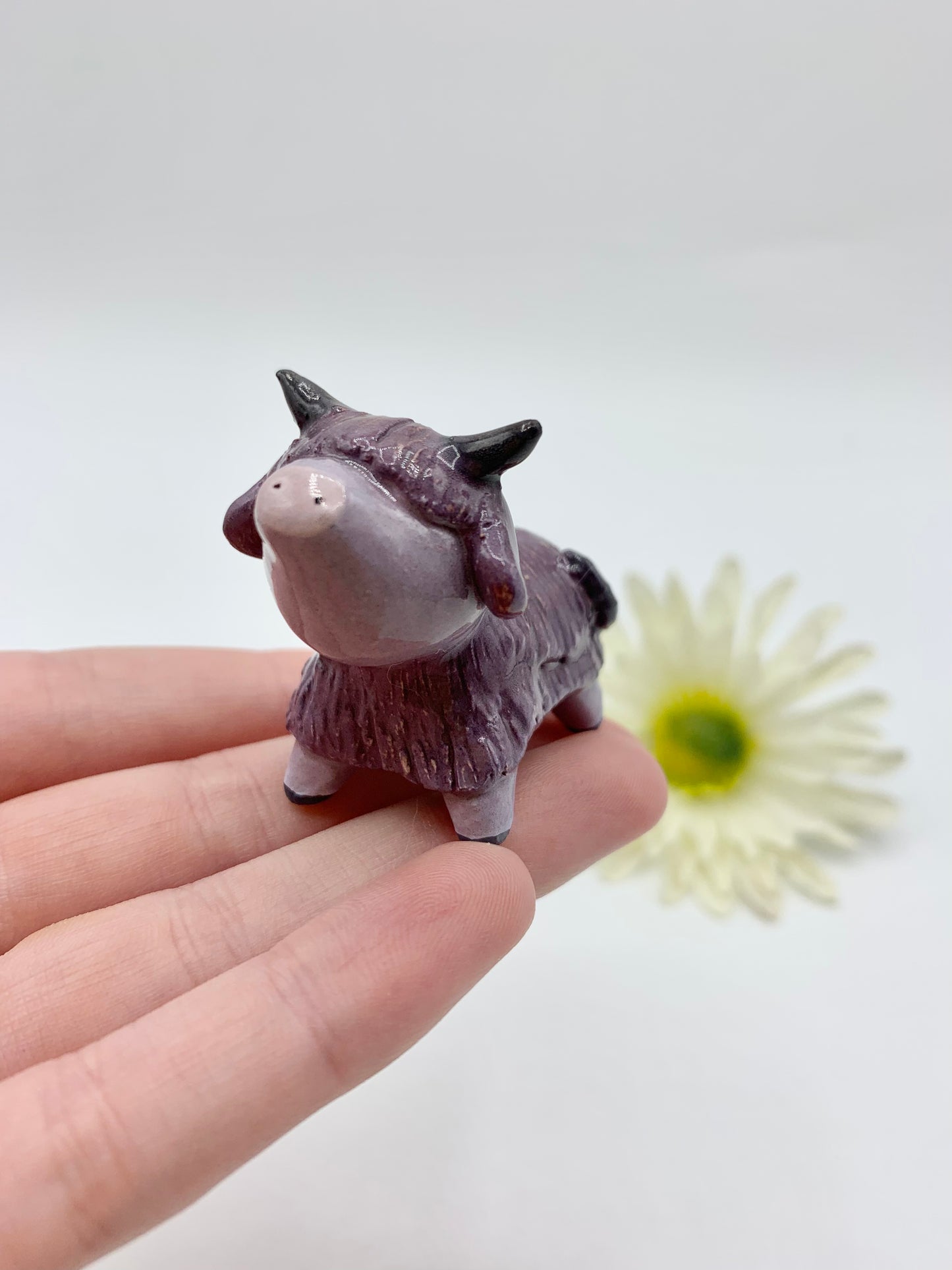 “Purple People Eater” Ceramic Highland Cow Figurine