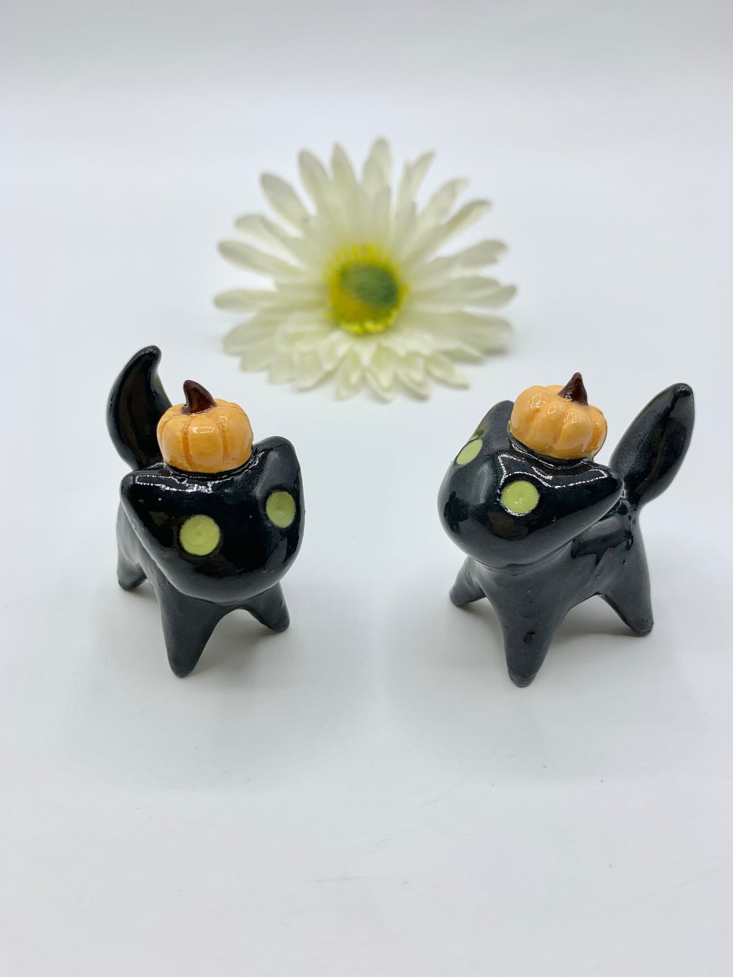 Pumpkin Kitty Ceramic Figurine