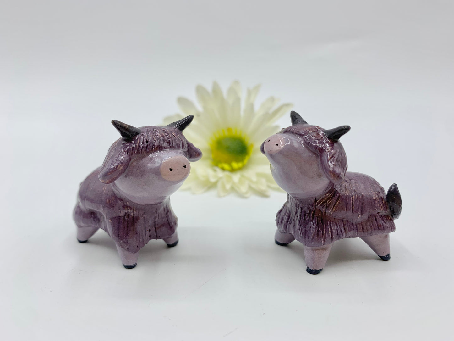 “Purple People Eater” Ceramic Highland Cow Figurine