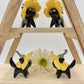 Flower Kitty Ceramic Figurine- Black Cat