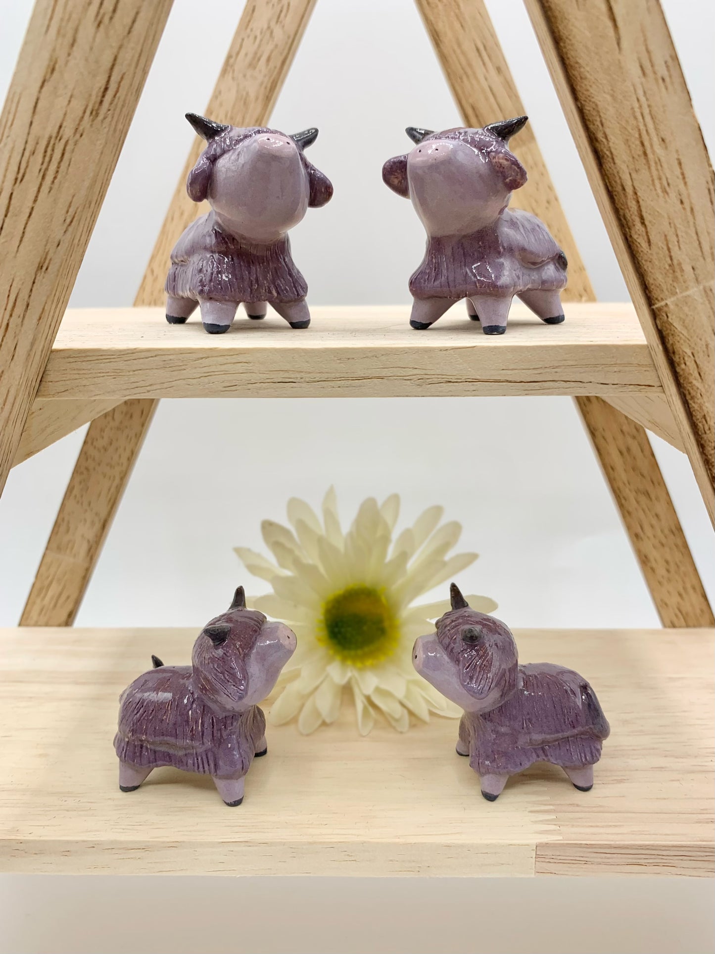 “Purple People Eater” Ceramic Highland Cow Figurine