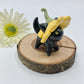 Flower Kitty Ceramic Figurine- Black Cat