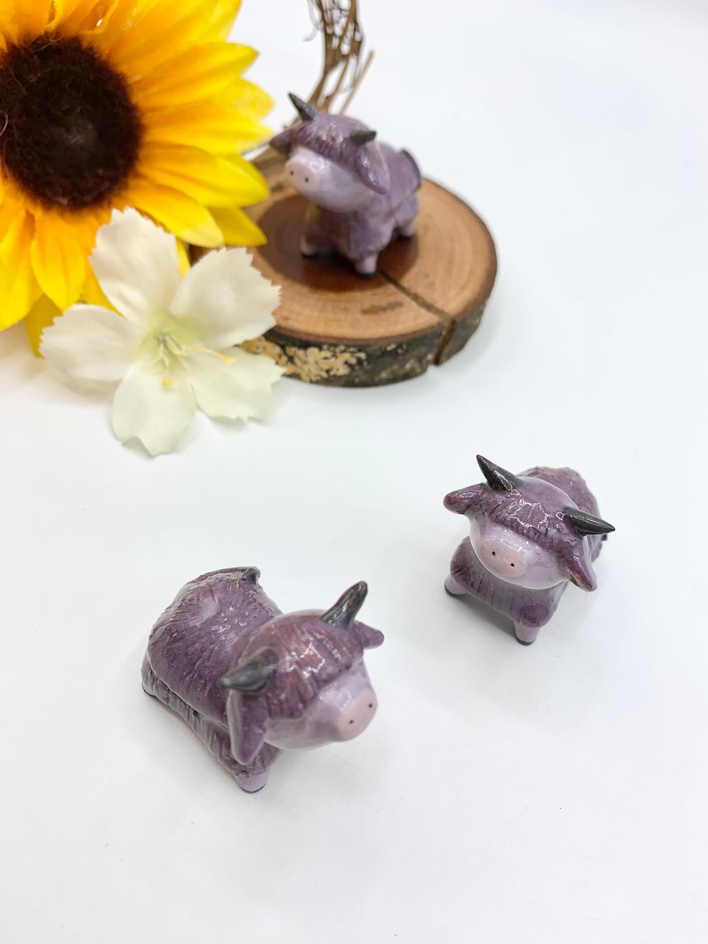 “Purple People Eater” Ceramic Highland Cow Figurine