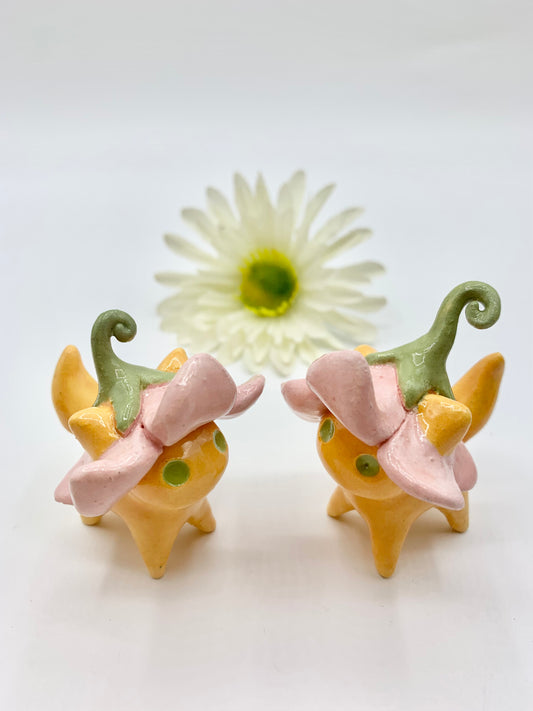 Flower Kitty Ceramic Figurine- Pink Tulip