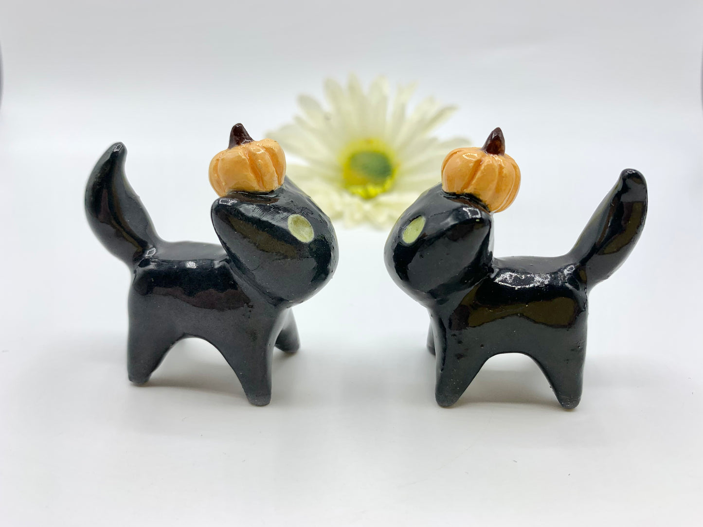 Pumpkin Kitty Ceramic Figurine