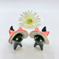 Mushroom Kitty Ceramic Figurine- Black Cat