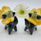 Flower Kitty Ceramic Figurine- Black Cat